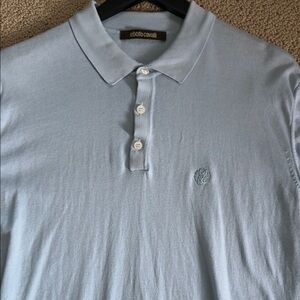 Roberto Cavalli Blue Polo Shirt Soft Knit Timeless